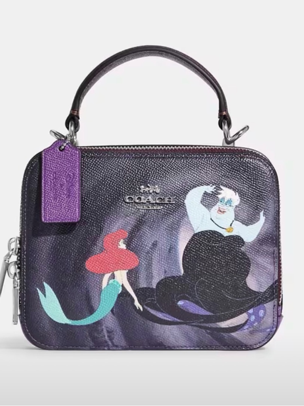 NWT Disney x Coach Box Crossbody Bag with Ursula Motif (Style CC375)
